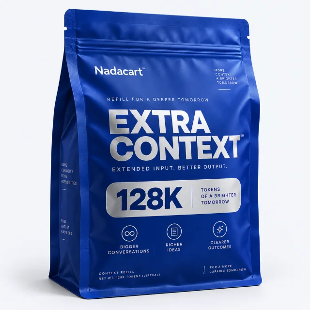 Cobalt blue Extra Context refill pouch labeled 128K