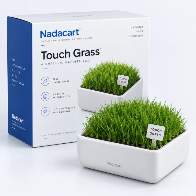 Lush green grass in a low white ceramic planter